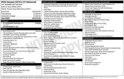 2026 Genesis GV70 2.5T ADVANCED