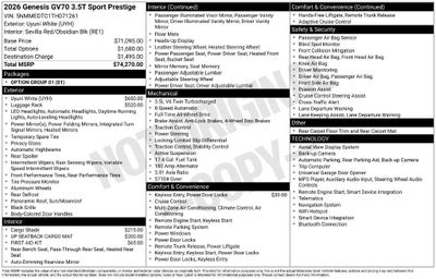 2026 Genesis GV70 3.5T SPORT PRESTIGE