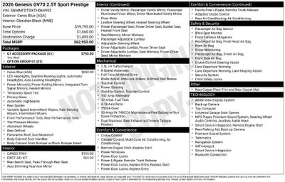2026 Genesis GV70 2.5T SPORT PRESTIGE