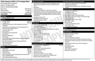 2026 Genesis GV80 2.5T PRESTIGE BLACK