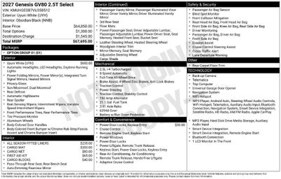 2027 Genesis GV80 2.5T SELECT