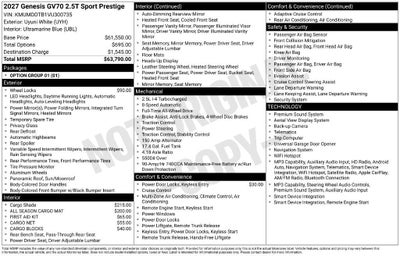 2027 Genesis GV70 2.5T SPORT PRESTIGE