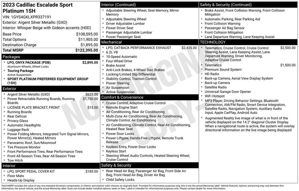 2023 Cadillac Escalade Sport Platinum