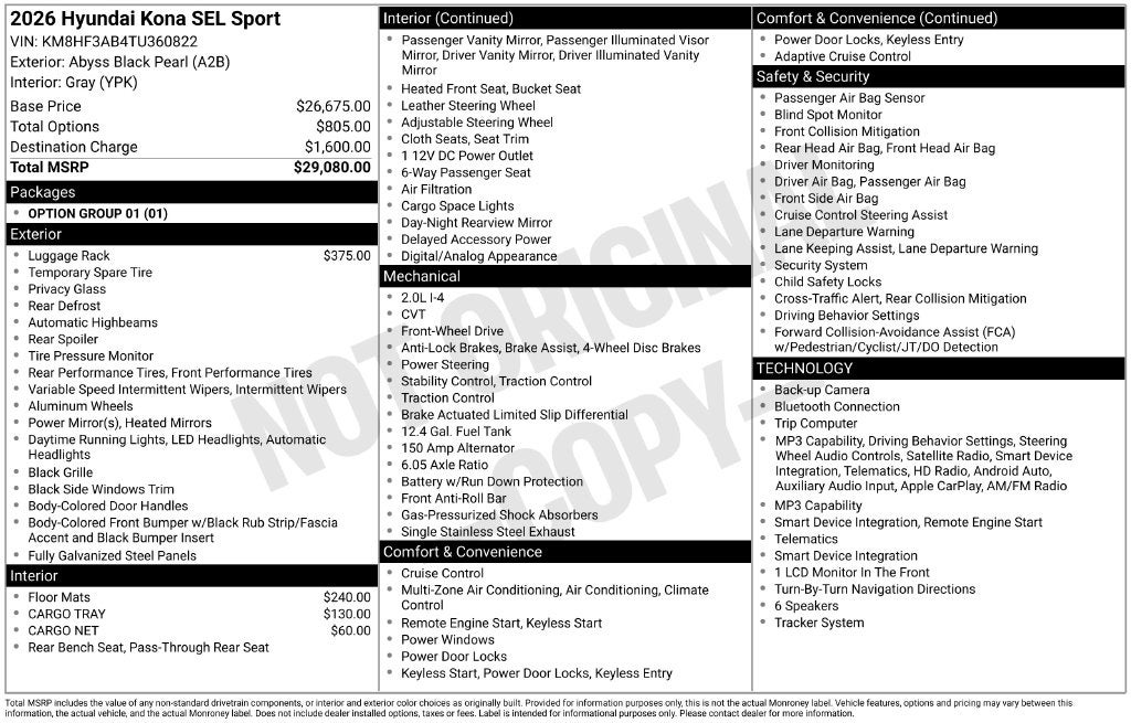 2026 Hyundai Kona SEL Sport