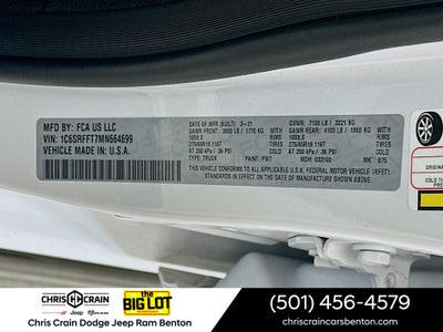 2021 RAM 1500 Big Horn Crew Cab 4x4 5'7' Box