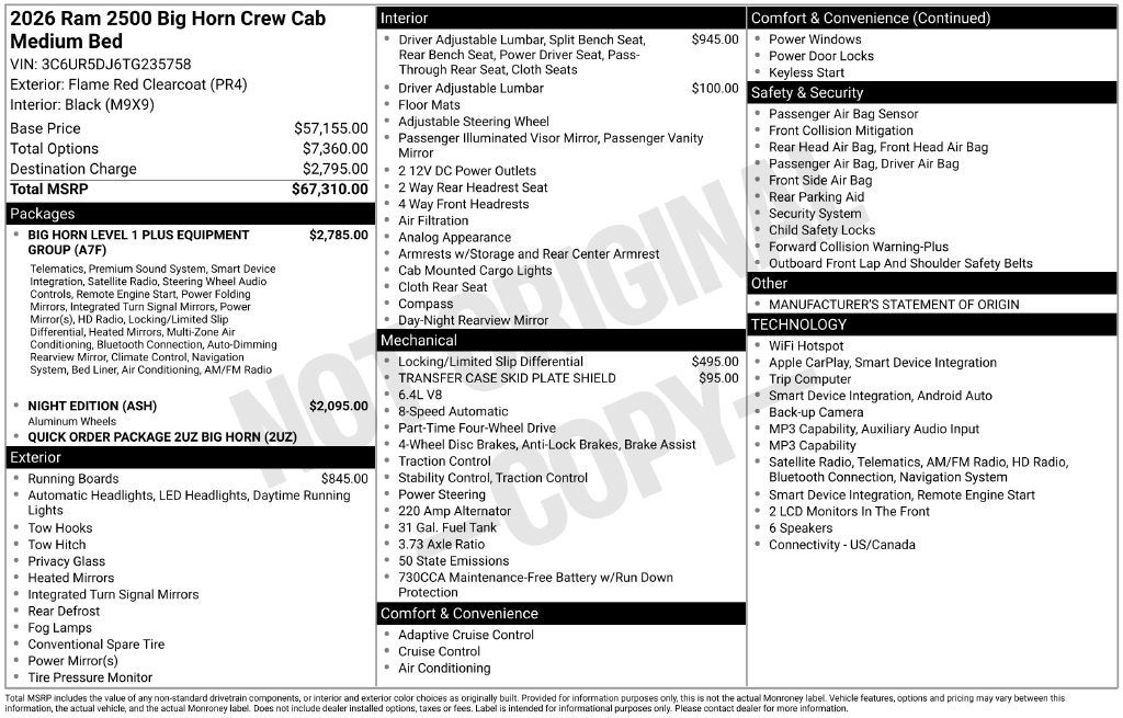 2026 RAM 2500 Big Horn Crew Cab 4x4 6'4' Box