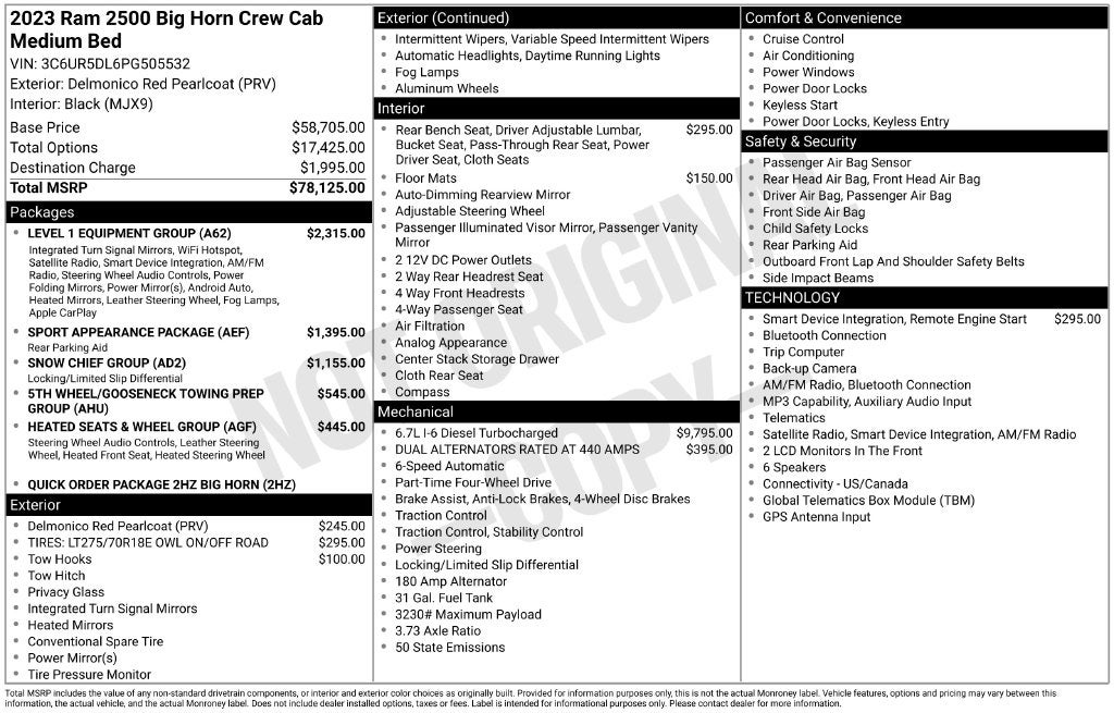 2023 RAM 2500 Big Horn Crew Cab 4x4 6'4' Box