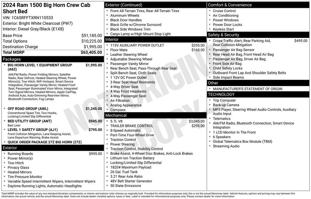 2024 RAM 1500 Big Horn Crew Cab 4x4 5'7' Box