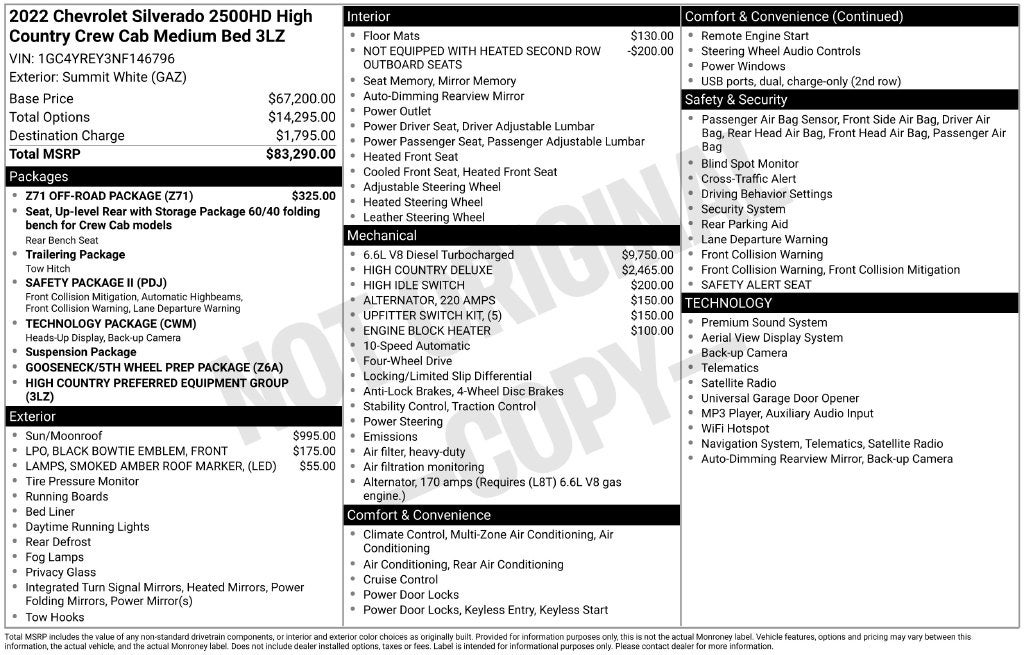 2022 Chevrolet Silverado 2500HD 4WD Crew Cab Standard Bed High Country