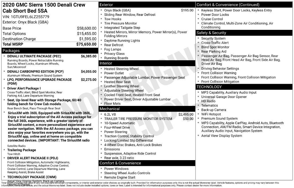 2020 GMC Sierra 1500 4WD Crew Cab Short Box Denali