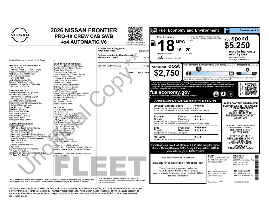 2026 Nissan Frontier Crew Cab PRO-4X 4x4