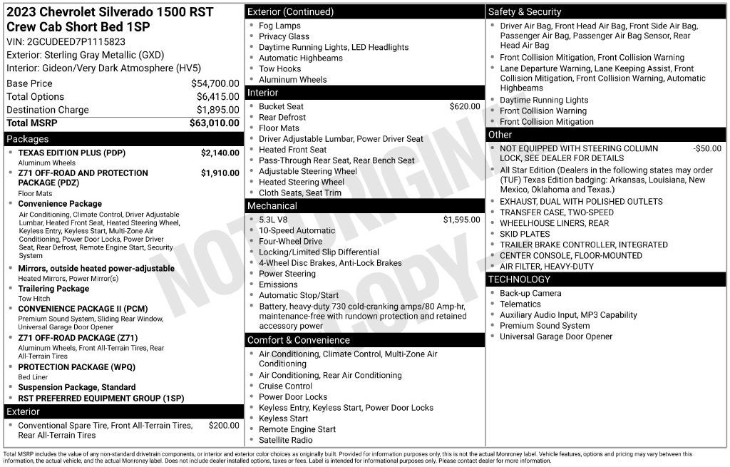2023 Chevrolet Silverado 1500 4WD Crew Cab Short Bed RST
