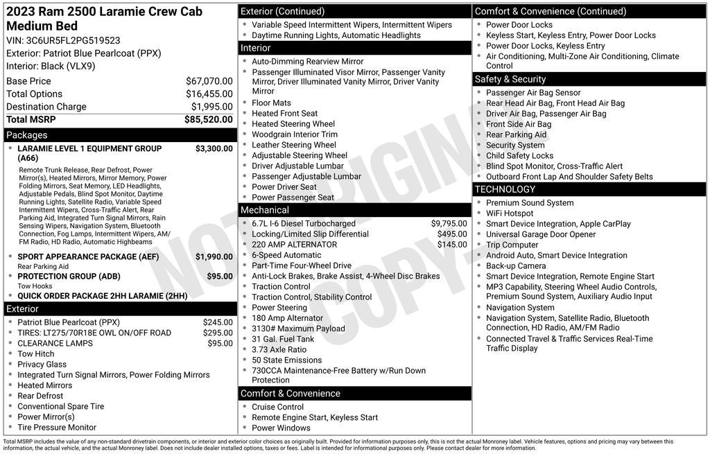 2023 RAM 2500 Laramie Crew Cab 4x4 6'4' Box