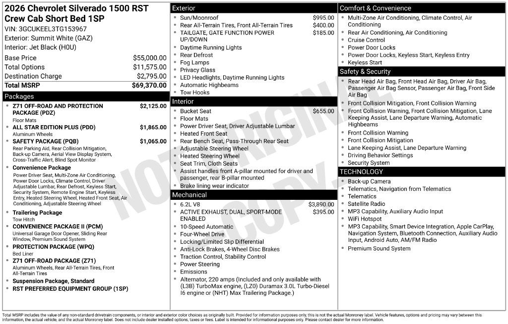 2026 Chevrolet Silverado 1500 4WD Crew Cab Short Bed RST