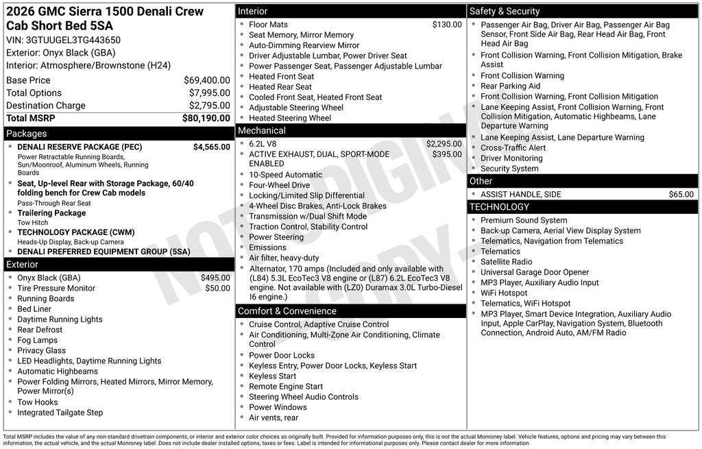 2026 GMC Sierra 1500 Crew Cab, Short Bed, Denali, 4WD