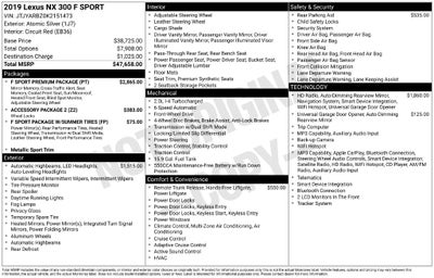 2019 Lexus NX 300 F SPORT