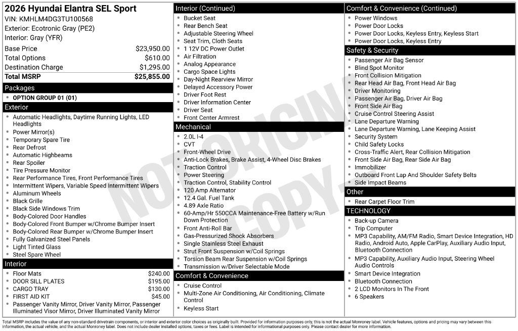 2026 Hyundai Elantra SEL Sport
